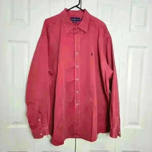 VTG Polo Ralph Lauren Mens Blake Red Faded Dress Shirt Long Sleeve Button Up XXL